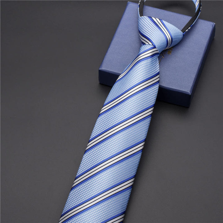 Vintage-Herrenkrawatte mit Print und verziertem Krawattenclip - Stil Nr. 2 - Silber - image 3