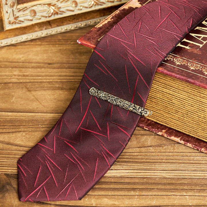 Vintage-Herrenkrawatte mit Print und verziertem Krawattenclip - image 11