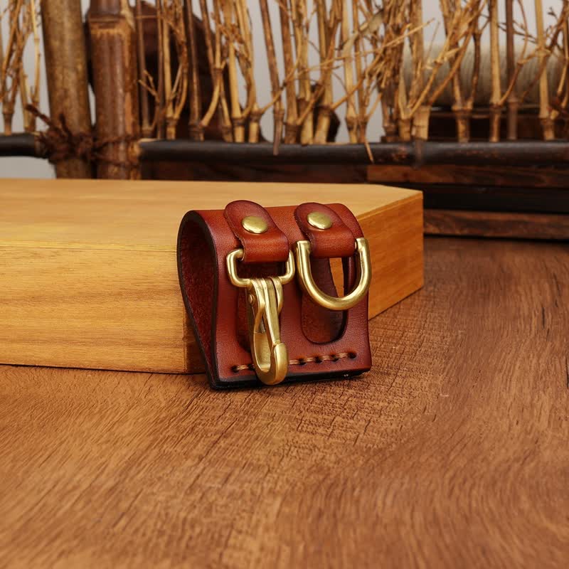 Robuster Schlüsselhalter aus Leder mit D-Ring-Gürtelschlaufe und Clip - image 9
