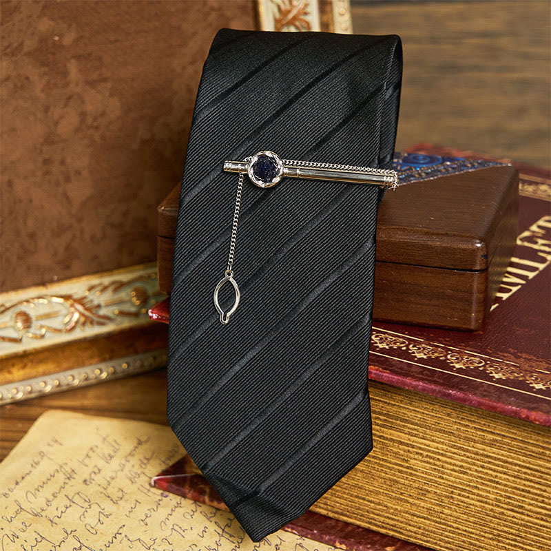 Luxuriöses Krawatten-Set für Herren aus blauem Sandstein: Krawattenklammer, Manschettenknöpfe und Krawatten - image 1