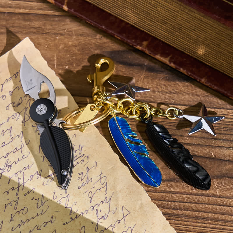 Emaille-Anhänger, Federquaste, kreativer Messer-Schlüsselanhänger - image 1