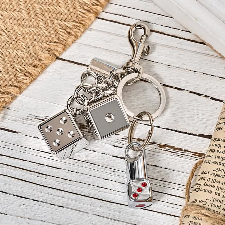 Verspielter Mini-Würfel-Nachfüllfeuerzeug-Schlüsselanhänger - Silber - image 0