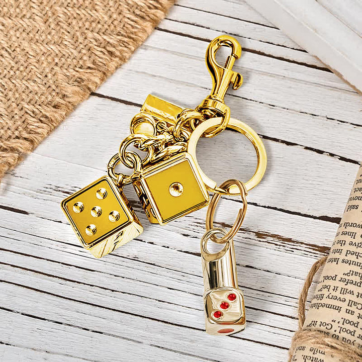 Verspielter Mini-Würfel-Nachfüllfeuerzeug-Schlüsselanhänger - Gold - image 8