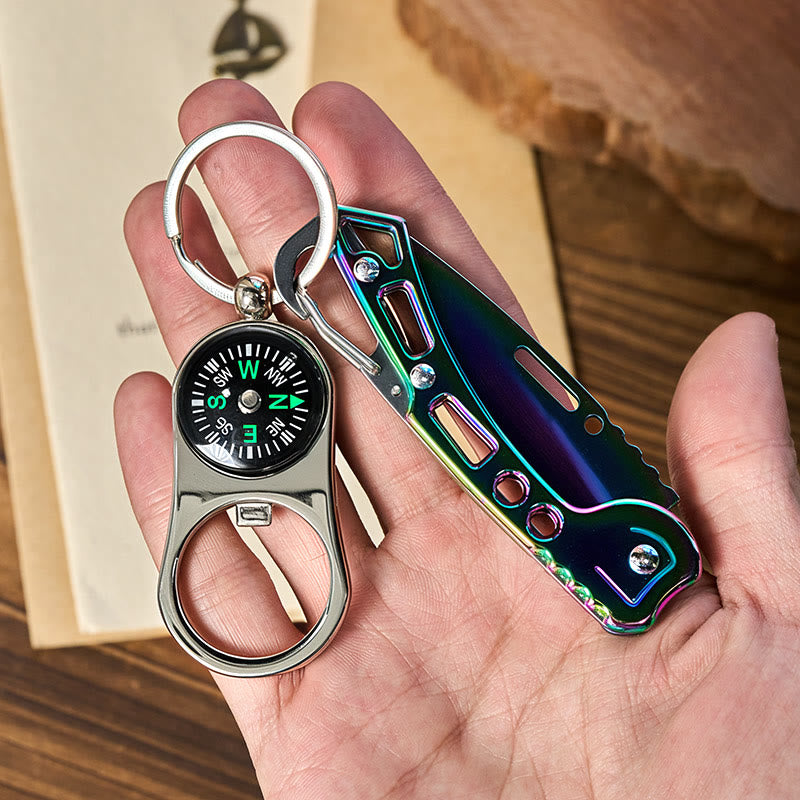 3-in-1 Multifunktionskompass, farbenfrohes Klappmesser, Schlüsselanhänger - image 1