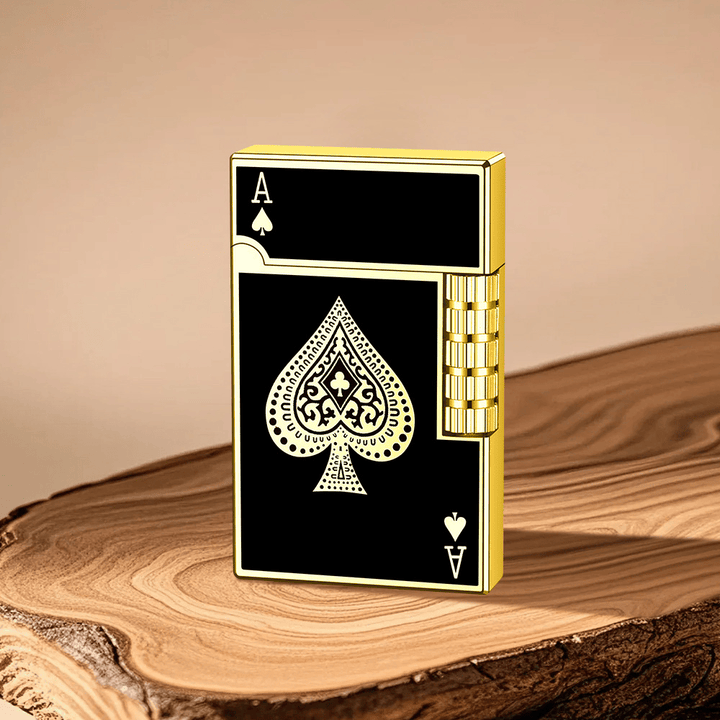 Metal Creative Poker Spades Ein Butanfeuerzeug - Golden - image 2
