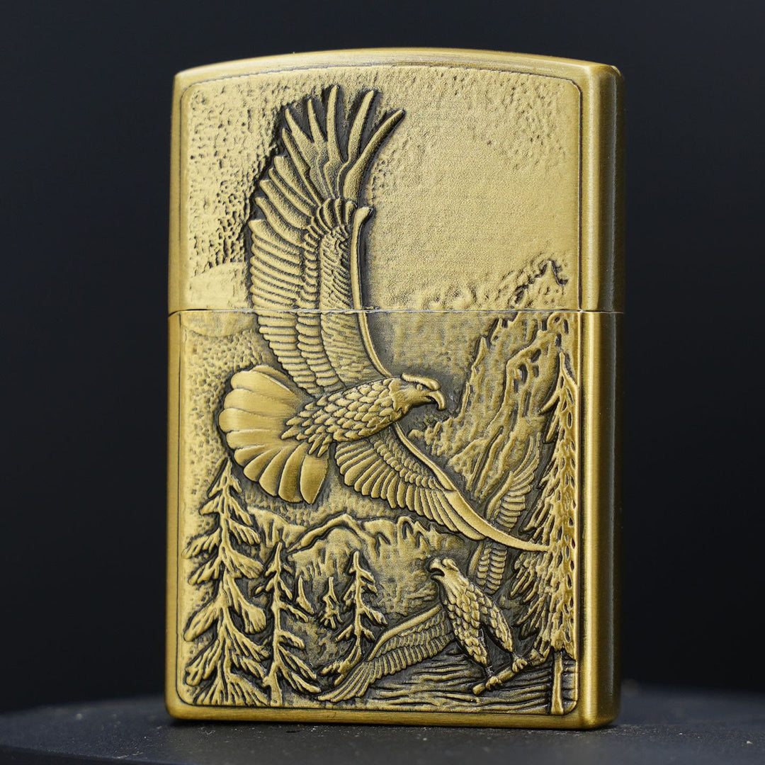 Messing Retro Eagle Relief Butanfeuerzeug - Messing - image 0