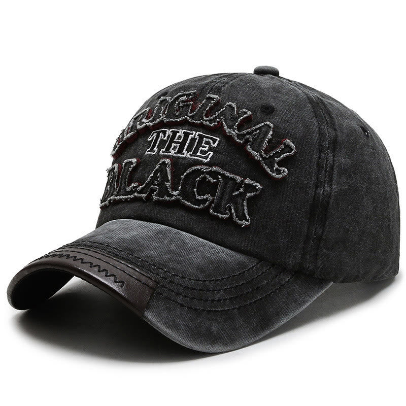 Originale schwarze Retro-Baseballkappe mit kontrastierender Buchstabenstickerei - Stil Nr. 1 - Verstellbar (22''-23 5/8'') - image 0