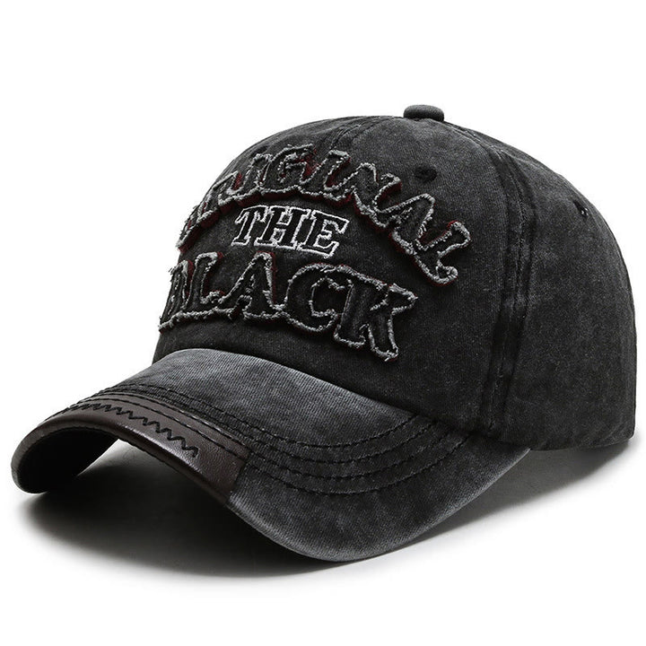 Originale schwarze Retro-Baseballkappe mit kontrastierender Buchstabenstickerei - Stil Nr. 1 - Verstellbar (22''-23 5/8'') - image 0