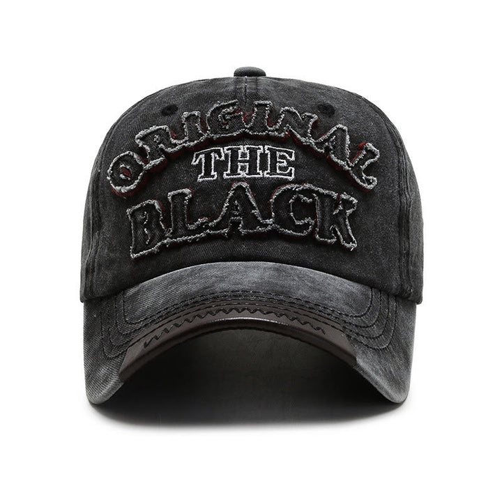 Originale schwarze Retro-Baseballkappe mit kontrastierender Buchstabenstickerei - image 2