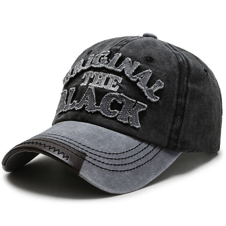 Originale schwarze Retro-Baseballkappe mit kontrastierender Buchstabenstickerei - Stil Nr. 6 - Verstellbar (22''-23 5/8'') - image 9