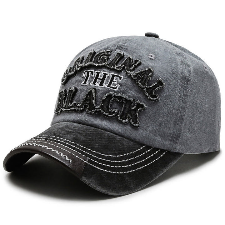 Originale schwarze Retro-Baseballkappe mit kontrastierender Buchstabenstickerei - Stil Nr. 3 - Verstellbar (22''-23 5/8'') - image 6