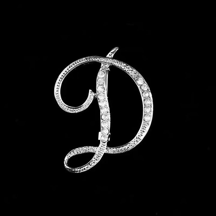Brosche mit Diamantenbesatz an Initialen aus Gold und Silber - Silber - D - image 26
