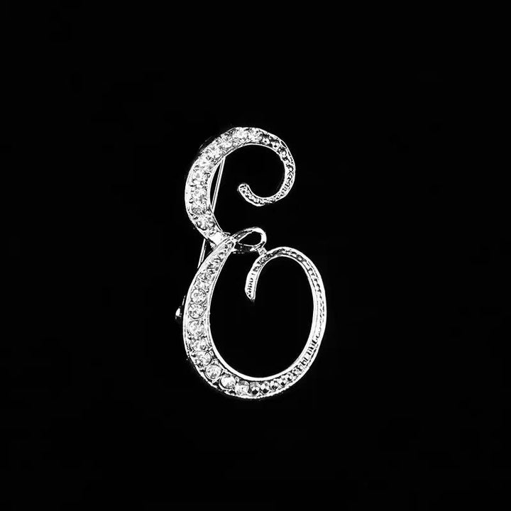 Brosche mit Diamantenbesatz an Initialen aus Gold und Silber - Silber - E - image 27
