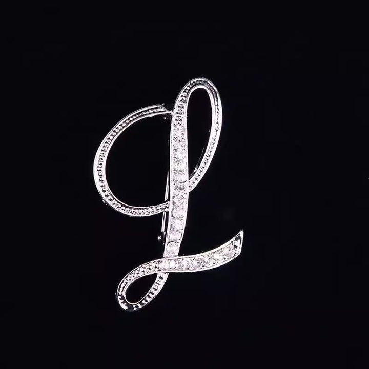 Brosche mit Diamantenbesatz an Initialen aus Gold und Silber - Silber - L - image 34