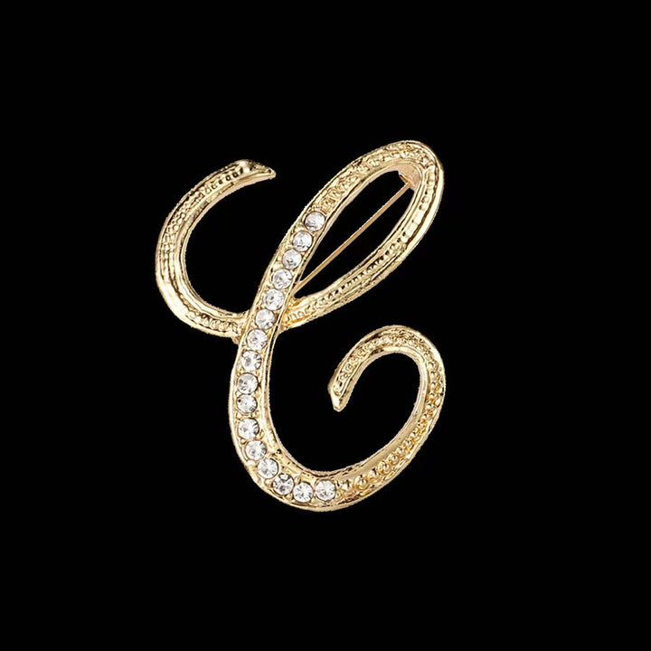 Brosche mit Diamantenbesatz an Initialen aus Gold und Silber - Golden - C - image 3