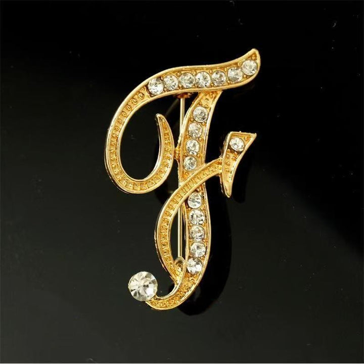 Brosche mit Diamantenbesatz an Initialen aus Gold und Silber - Golden - F - image 5