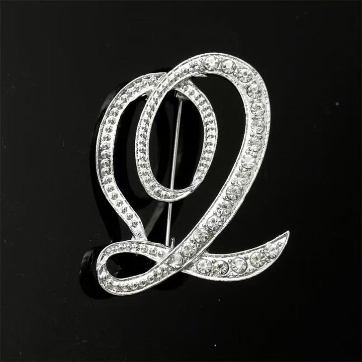 Brosche mit Diamantenbesatz an Initialen aus Gold und Silber - Silber - Q - image 39