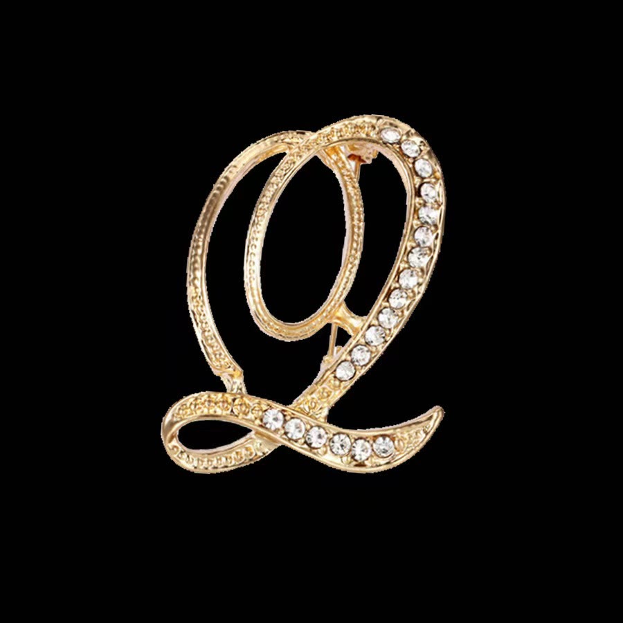 Brosche mit Diamantenbesatz an Initialen aus Gold und Silber - Golden - Q - image 14