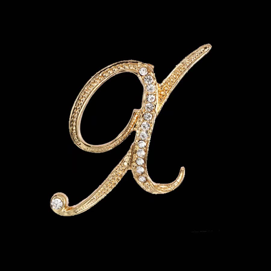 Brosche mit Diamantenbesatz an Initialen aus Gold und Silber - Golden - X - image 21
