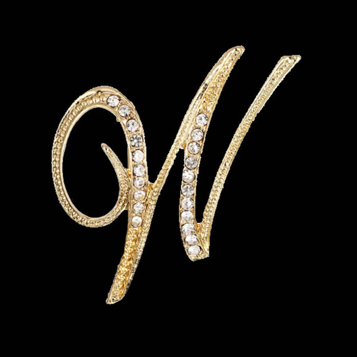Brosche mit Diamantenbesatz an Initialen aus Gold und Silber - Golden - W - image 20