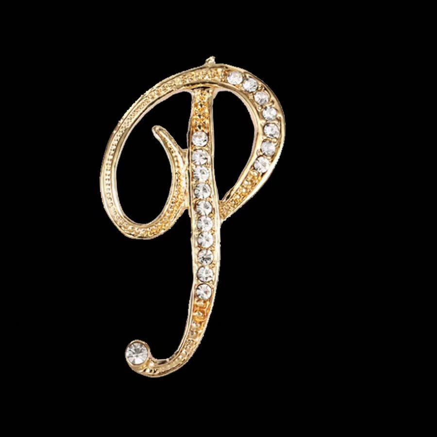Brosche mit Diamantenbesatz an Initialen aus Gold und Silber - Golden - P - image 13