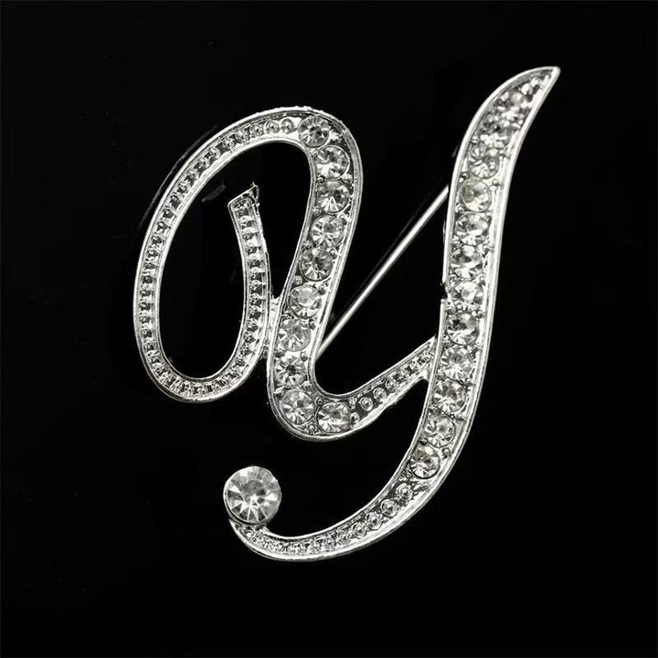 Brosche mit Diamantenbesatz an Initialen aus Gold und Silber - Silber - Y - image 46