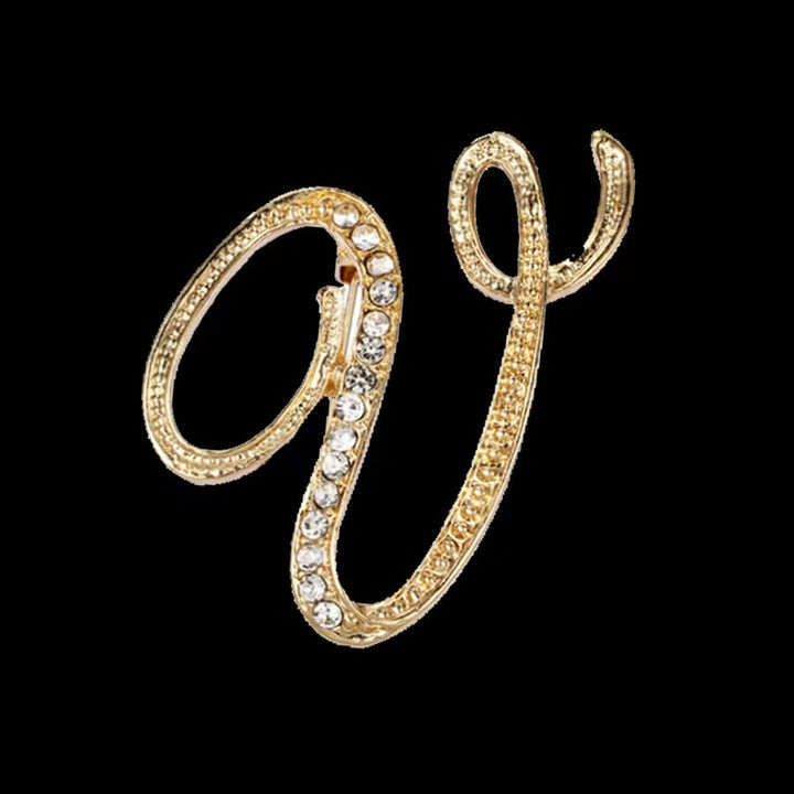 Brosche mit Diamantenbesatz an Initialen aus Gold und Silber - Golden - V - image 19