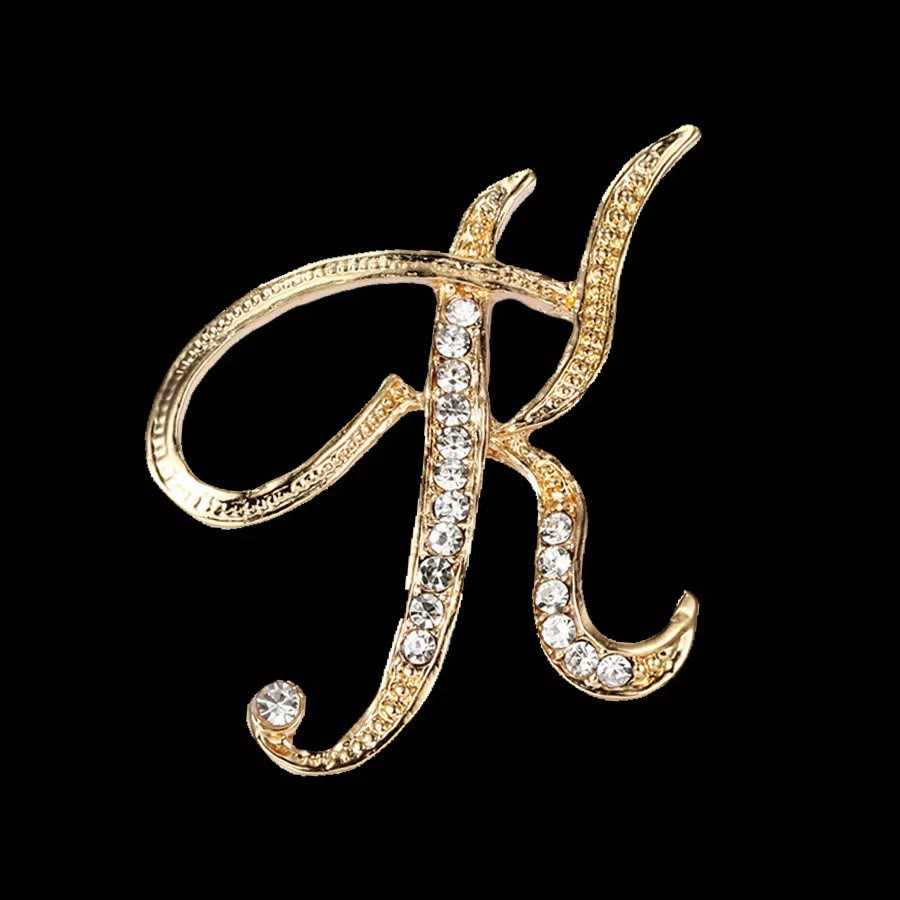Brosche mit Diamantenbesatz an Initialen aus Gold und Silber - Golden - K - image 9