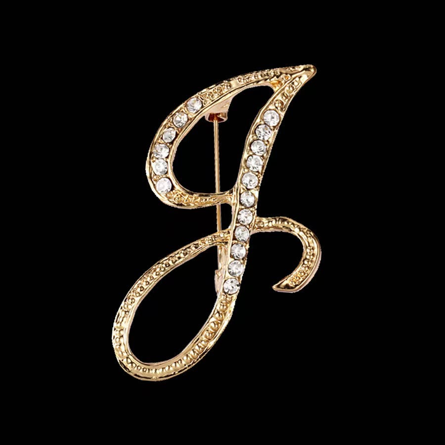 Brosche mit Diamantenbesatz an Initialen aus Gold und Silber - Golden - J - image 8