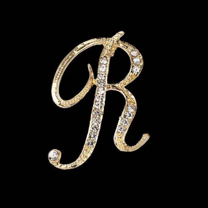 Brosche mit Diamantenbesatz an Initialen aus Gold und Silber - Golden - R - image 15