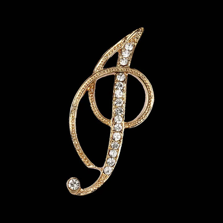 Brosche mit Diamantenbesatz an Initialen aus Gold und Silber - Golden - ICH - image 7