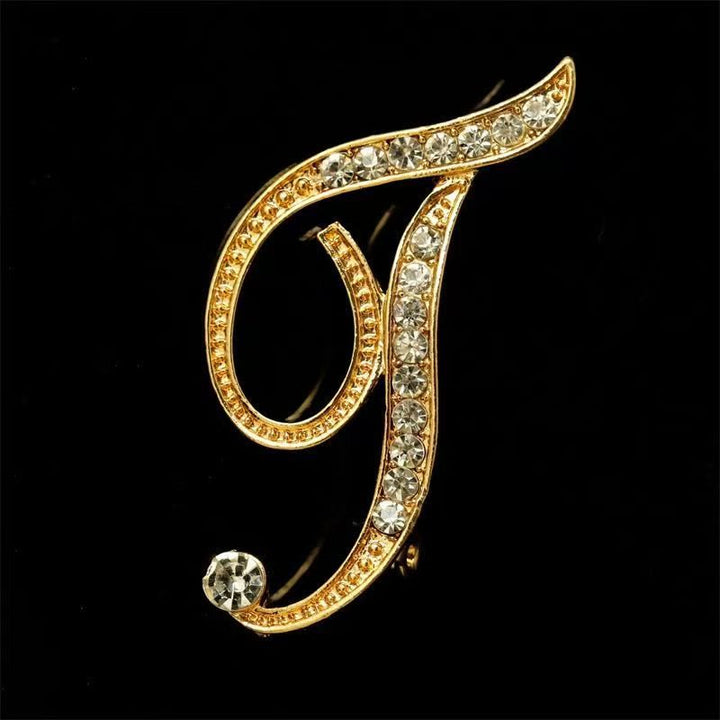 Brosche mit Diamantenbesatz an Initialen aus Gold und Silber - Golden - T - image 17