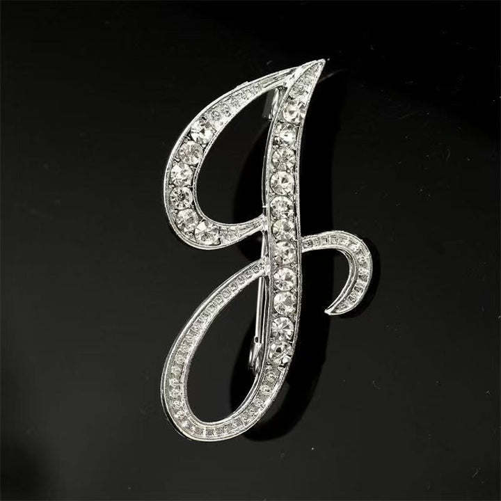 Brosche mit Diamantenbesatz an Initialen aus Gold und Silber - Silber - J - image 32