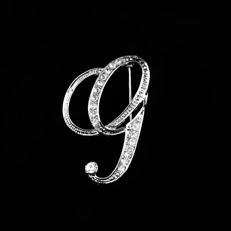 Brosche mit Diamantenbesatz an Initialen aus Gold und Silber - Silber - G - image 29