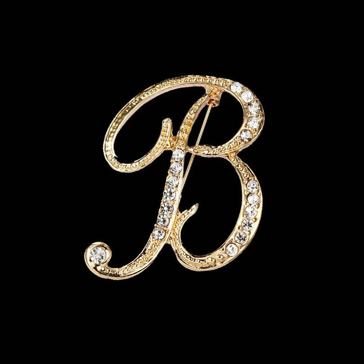 Brosche mit Diamantenbesatz an Initialen aus Gold und Silber - Golden - B - image 0