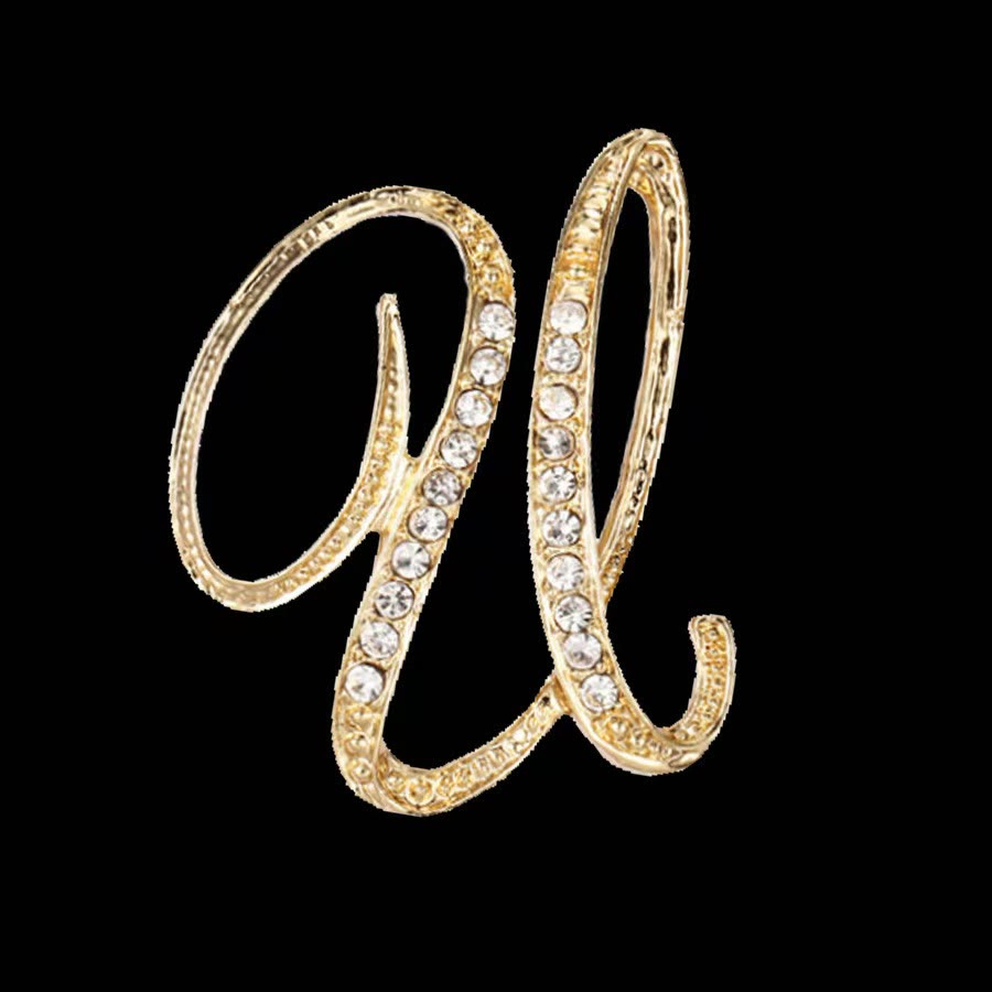 Brosche mit Diamantenbesatz an Initialen aus Gold und Silber - Golden - U - image 18