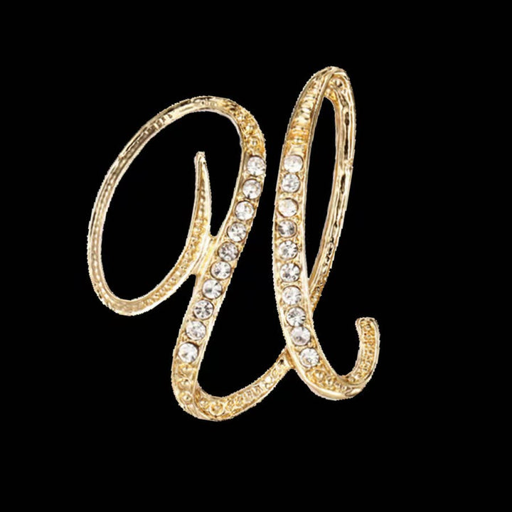 Brosche mit Diamantenbesatz an Initialen aus Gold und Silber - Golden - U - image 18