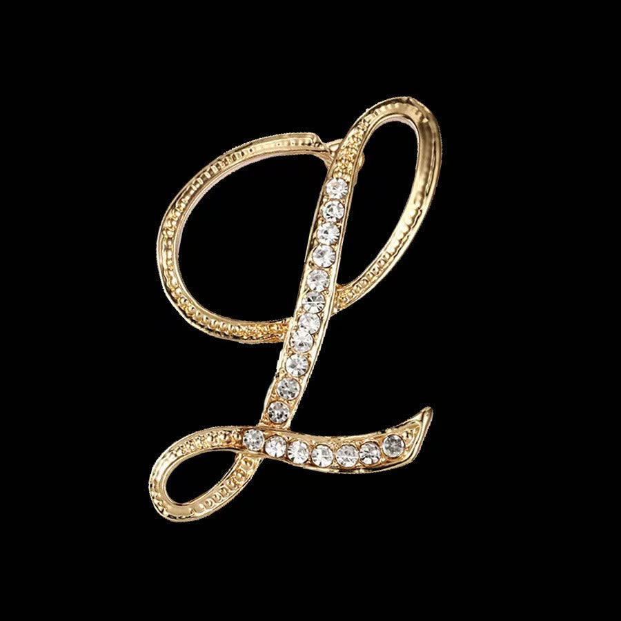 Brosche mit Diamantenbesatz an Initialen aus Gold und Silber - Golden - L - image 10