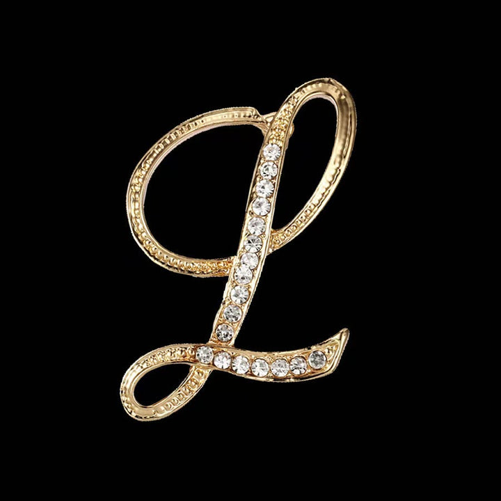 Brosche mit Diamantenbesatz an Initialen aus Gold und Silber - Golden - L - image 10