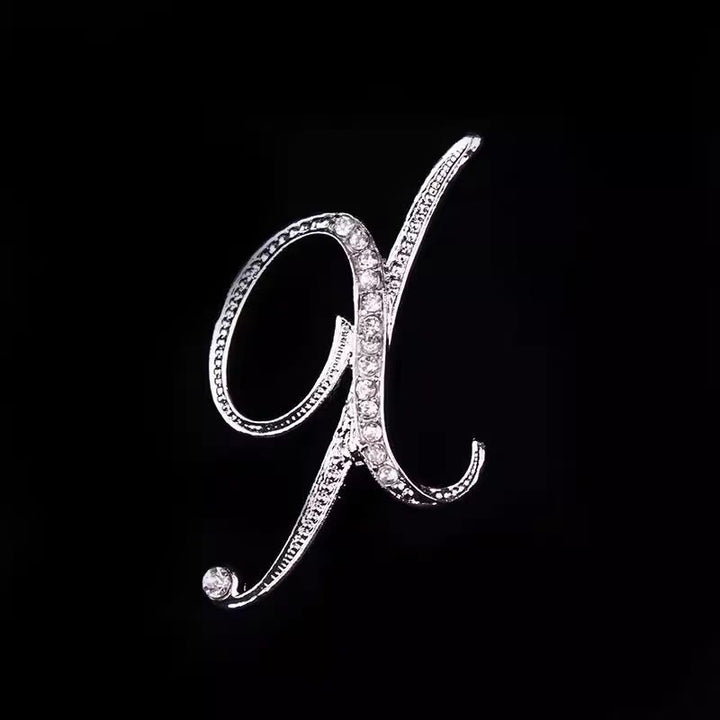 Brosche mit Diamantenbesatz an Initialen aus Gold und Silber - Silber - X - image 45