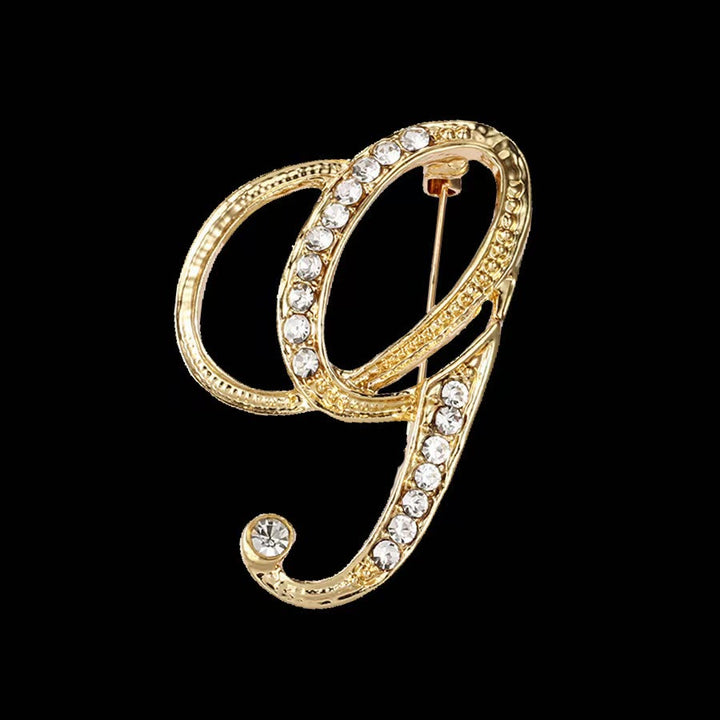 Brosche mit Diamantenbesatz an Initialen aus Gold und Silber - Golden - G - image 6