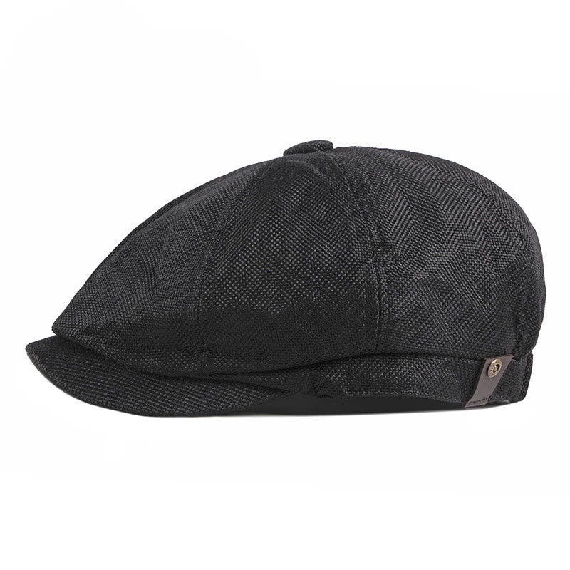 Einfarbige Sommer-Baskenmütze im britischen Retro-Stil - Schwarz - Verstellbar (22"-24") - image 3