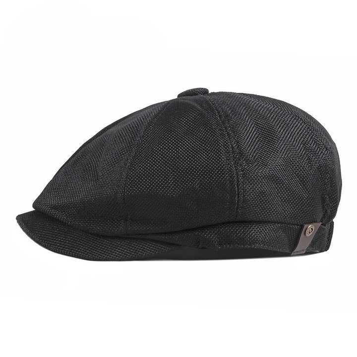 Einfarbige Sommer-Baskenmütze im britischen Retro-Stil - Schwarz - Verstellbar (22"-24") - image 3