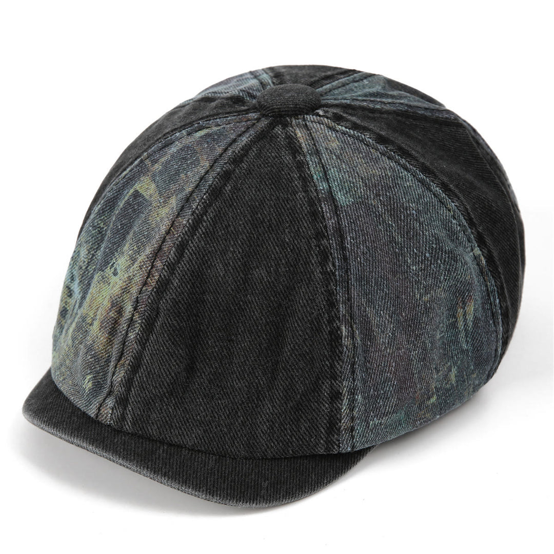 Vintage-Künstler-Baskenmütze im Batik-Patchwork-Stil - Schwarz - M (22"-22 7/8") - image 4