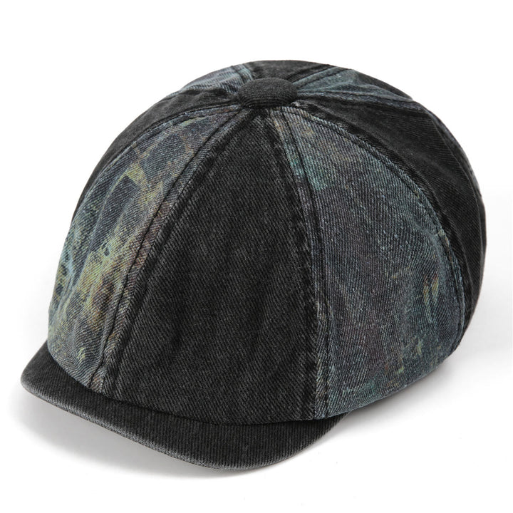Vintage-Künstler-Baskenmütze im Batik-Patchwork-Stil - Schwarz - M (22"-22 7/8") - image 4