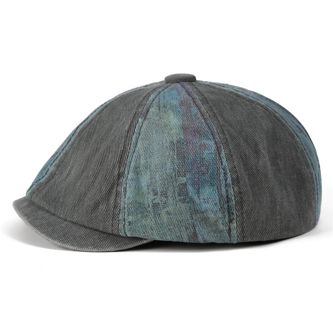 Vintage-Künstler-Baskenmütze im Batik-Patchwork-Stil - Grau - M (22"-22 7/8") - image 0