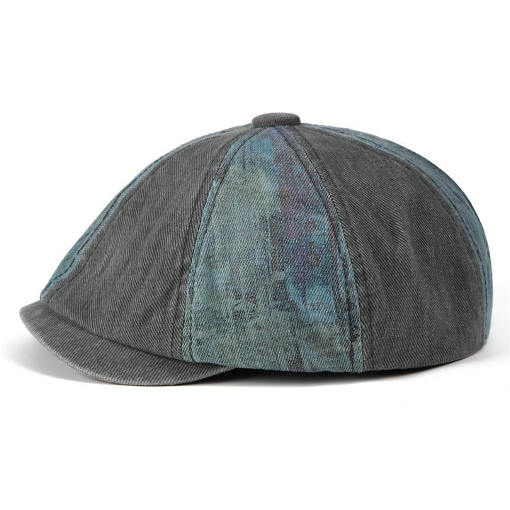 Vintage-Künstler-Baskenmütze im Batik-Patchwork-Stil - Grau - M (22"-22 7/8") - image 0