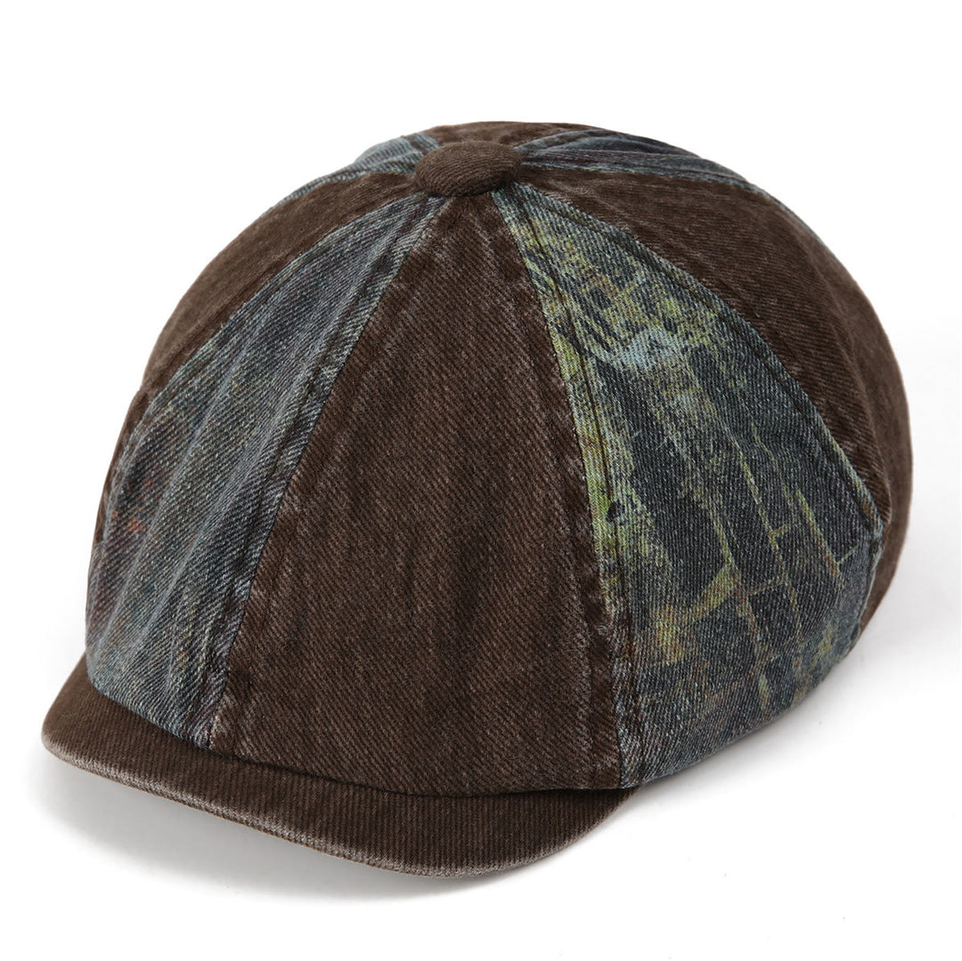 Vintage-Künstler-Baskenmütze im Batik-Patchwork-Stil - Kaffee - M (22"-22 7/8") - image 5
