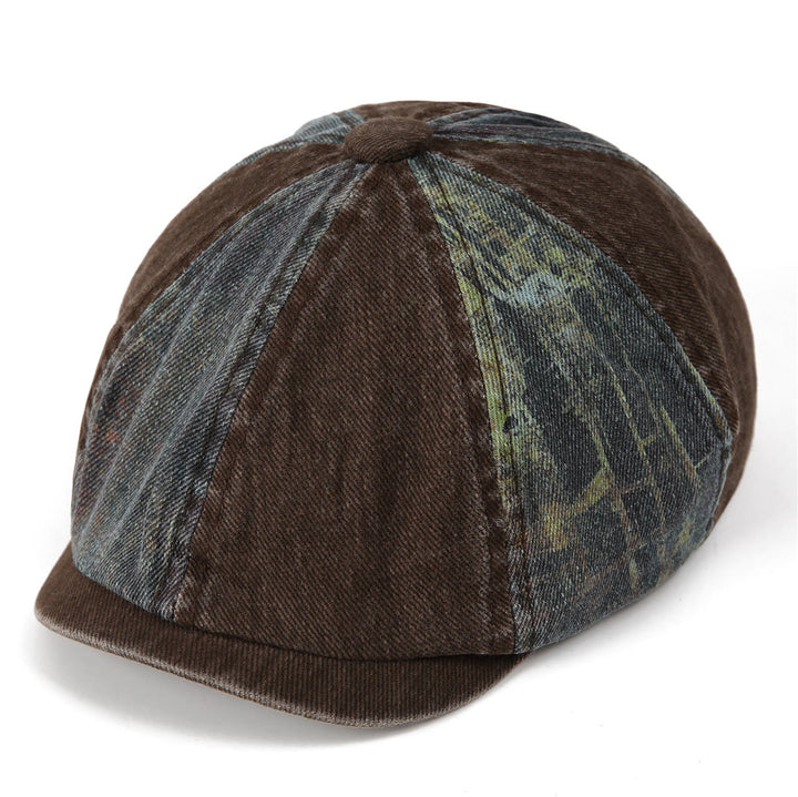 Vintage-Künstler-Baskenmütze im Batik-Patchwork-Stil - Kaffee - M (22"-22 7/8") - image 5
