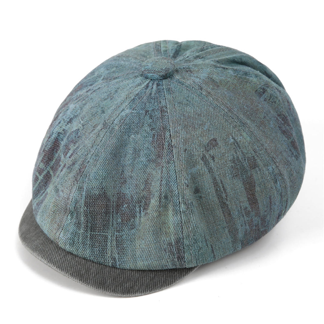 Vintage-Künstler-Baskenmütze im Batik-Patchwork-Stil - Pfauenblau - M (22"-22 7/8") - image 7